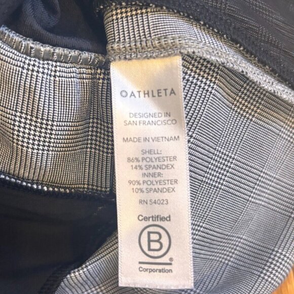 Athleta Plaid Soho GRAY Pull On zipper pockets Golf Elastic Waist Womens SIZE 0 - Picture 7 of 7